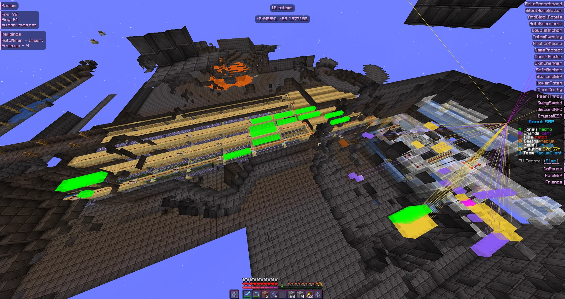 DonutSMP hidden base found with Aura Client base finding tools